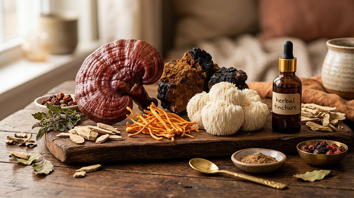 Adaptogénne huby a byliny — Reishi, Cordyceps a Čaga ako prírodné nástroje na zvládanie stresu a obnovu rovnováhy v tele